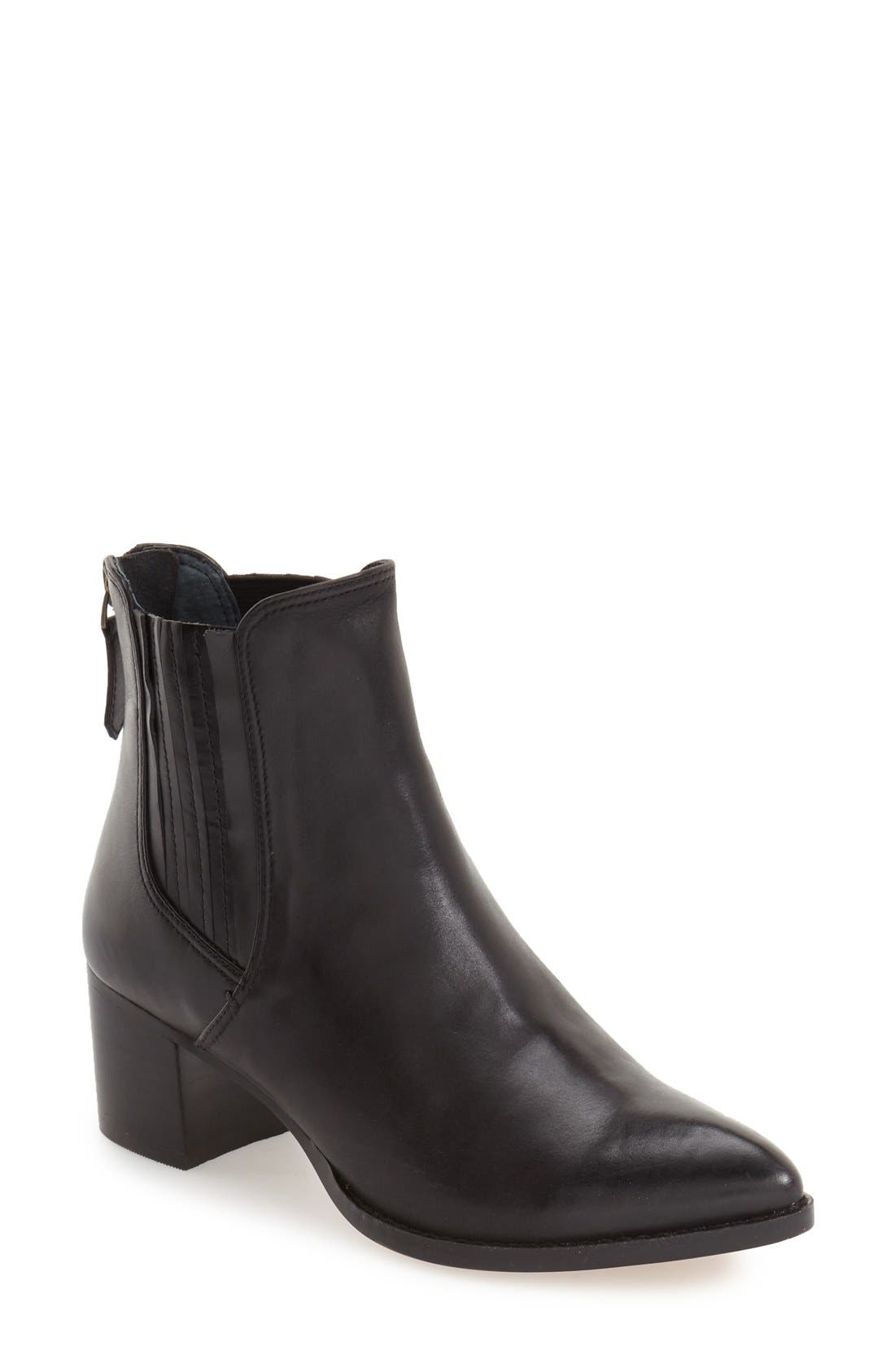 'Bailey' Pointy Toe Block Heel Bootie, Main, color, BLACK LEATHER