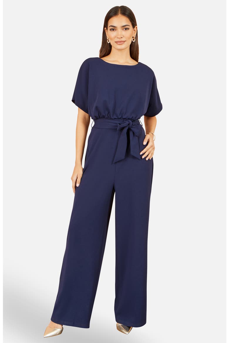 Batwing Stretch Wide-Leg Jumpsuit, Alternate, color, Navy