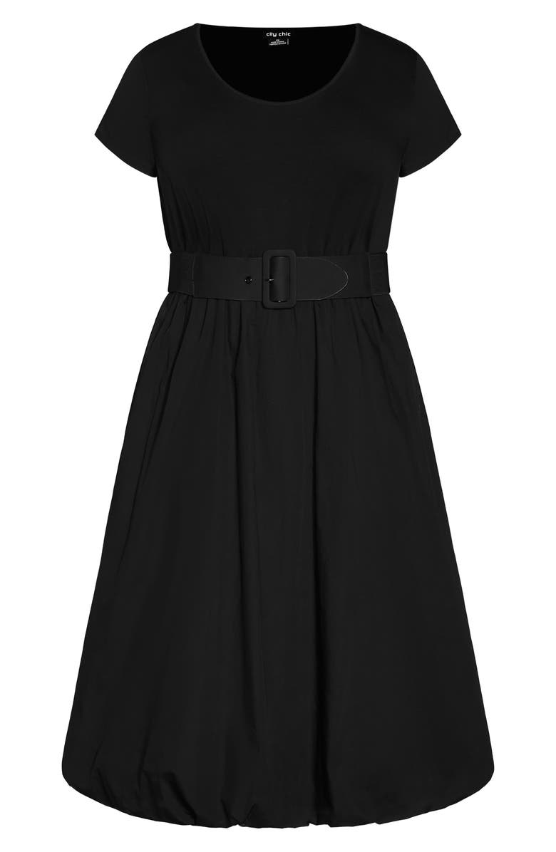 City Chic Paris Days Short Sleeve Belted Dress, Alternate, color, 