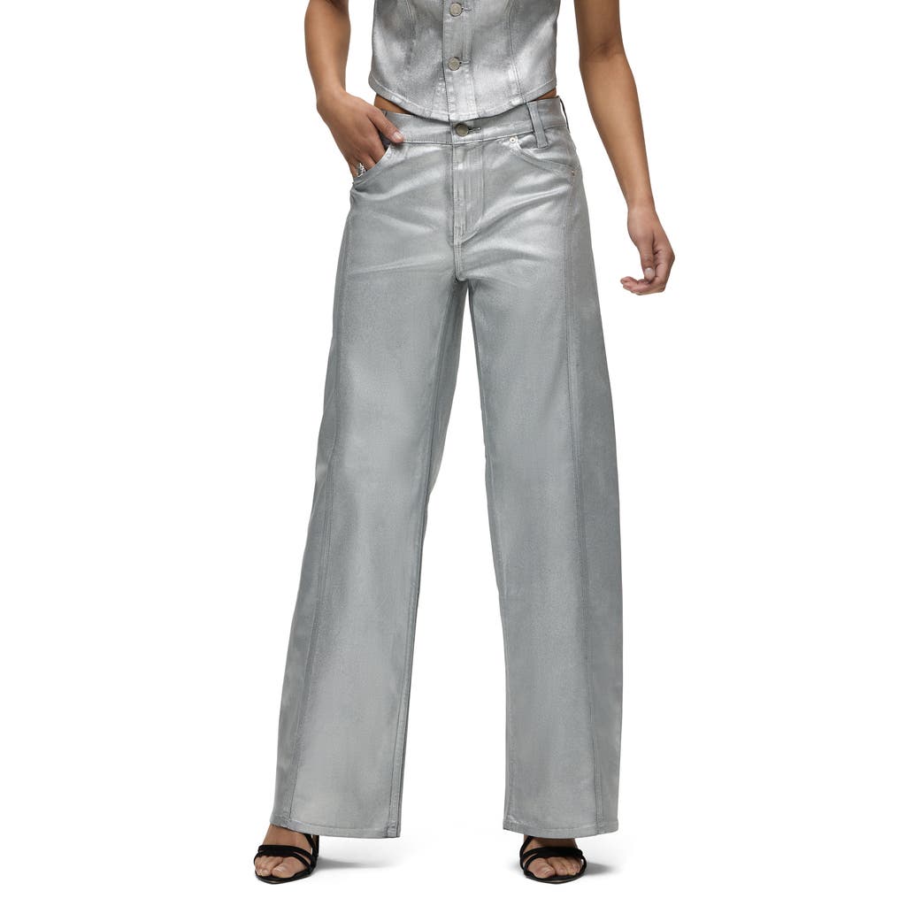 Hudson Jeans Lexi Seamed Metallic Straight Leg Jeans In Blue