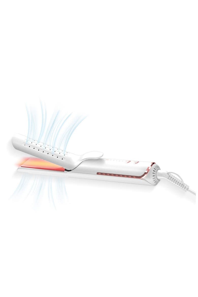 Airglider 2-in-1 Cool Air Flat Iron/Curler, Alternate, color, WHITE/ PINK ROSE