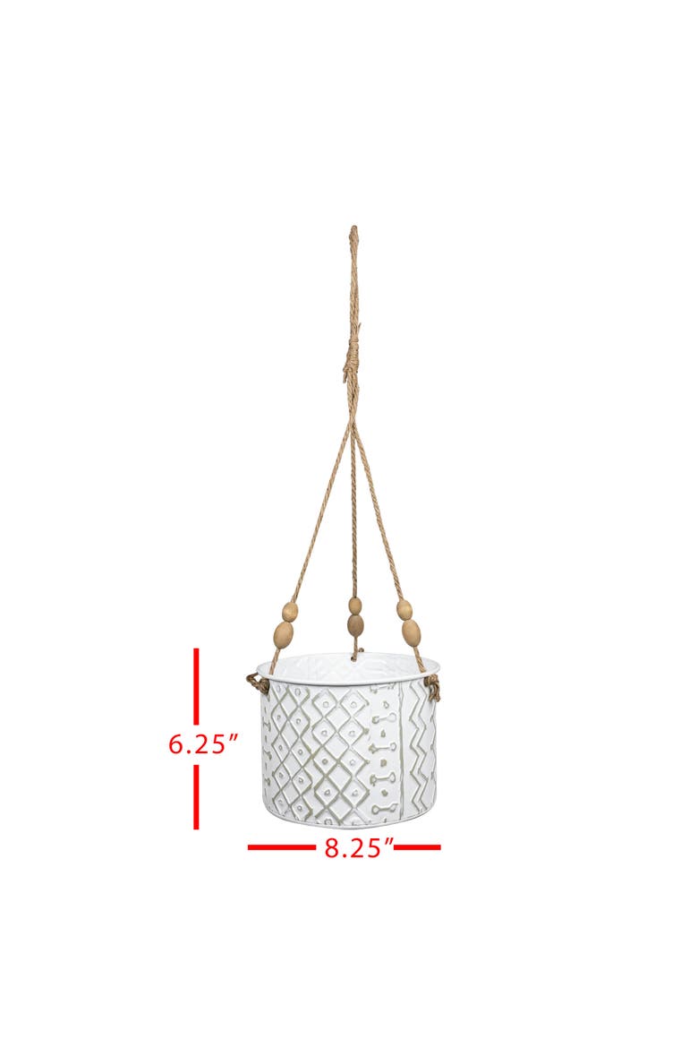 Aaliyah Small GeometricMetal Indoor Hanging Planter, Alternate, color, White