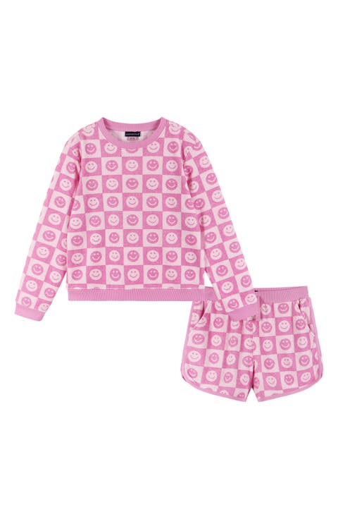 Kids' Smiley Terry Cover-Up Top & Shorts Set (Big Kid)