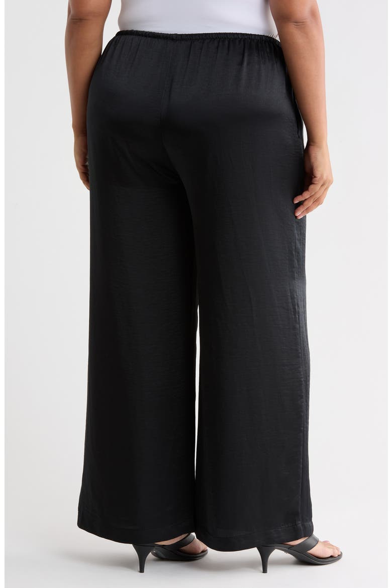 Textured Satin Drawstring Pants, Alternate, color, BLACK