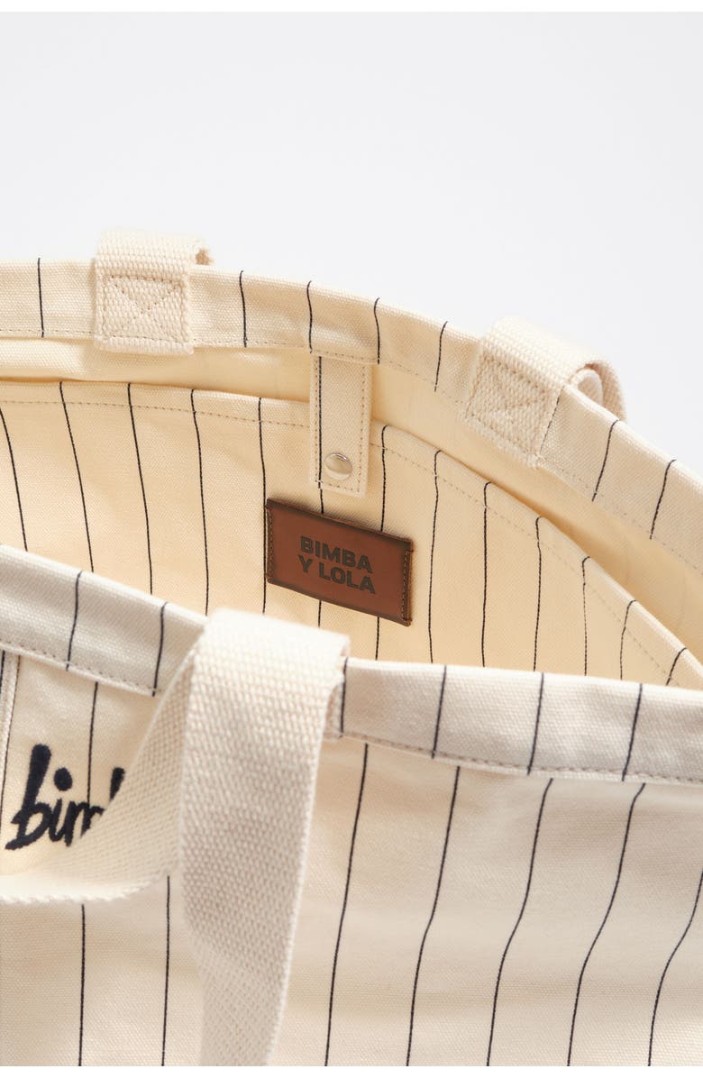 Bimba y Lola Large Off-White Cotton Basket Bag, Alternate, color, Off White