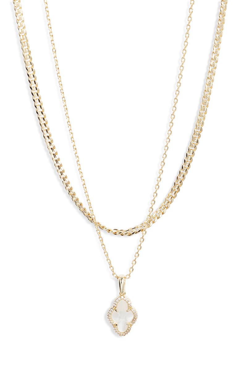 Kendra Scott Abbie Mother-of-Pearl Pendant Multistrand Necklace, Main, color, 