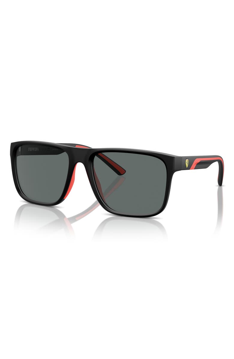 Scuderia Ferrari 59mm Polarized Square Sunglasses, Alternate, color, Matte Black