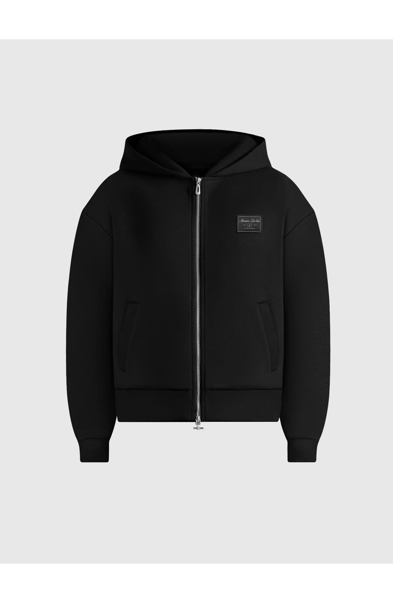 Manière De Voir Ray Unisex Neoprene Cropped Zip Hoodie, Main, color, Black