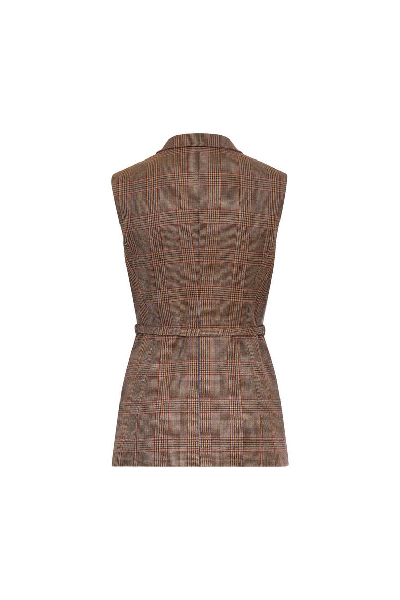 Belted Glencheck Vest, Alternate, color, Maroon