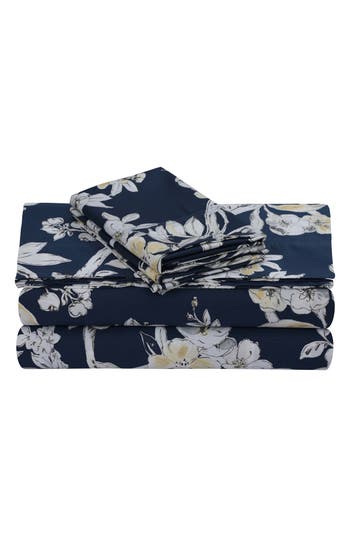 Azores Home Colmar 300 Thread Count Cotton Sateen Sheet Set In Blue