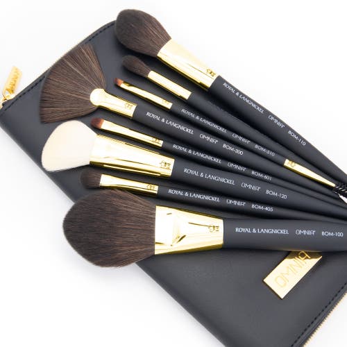Omnia Brush Pro Gold Ferrule 8pc Makeup Brush Set In Black