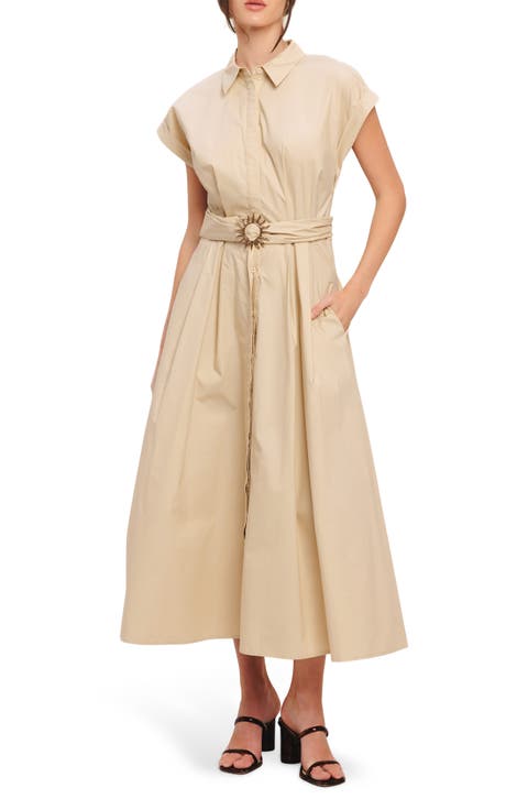 Cap Sleeve Cotton Midi Dress
