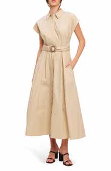 Cap Sleeve Cotton Midi Dress