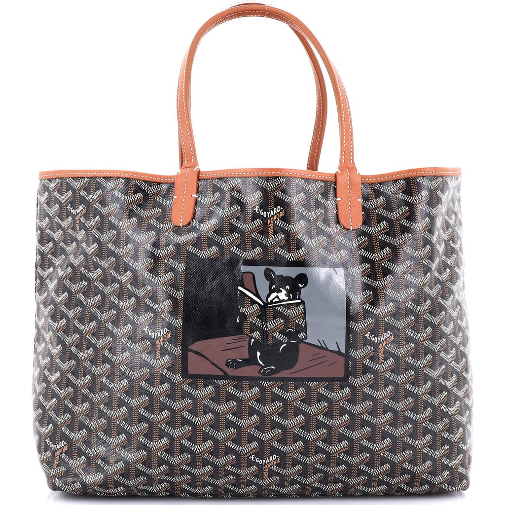 Pre-owned Goyard Goyard Saint Louis Tote Printed Coated Canvas Pm In Black