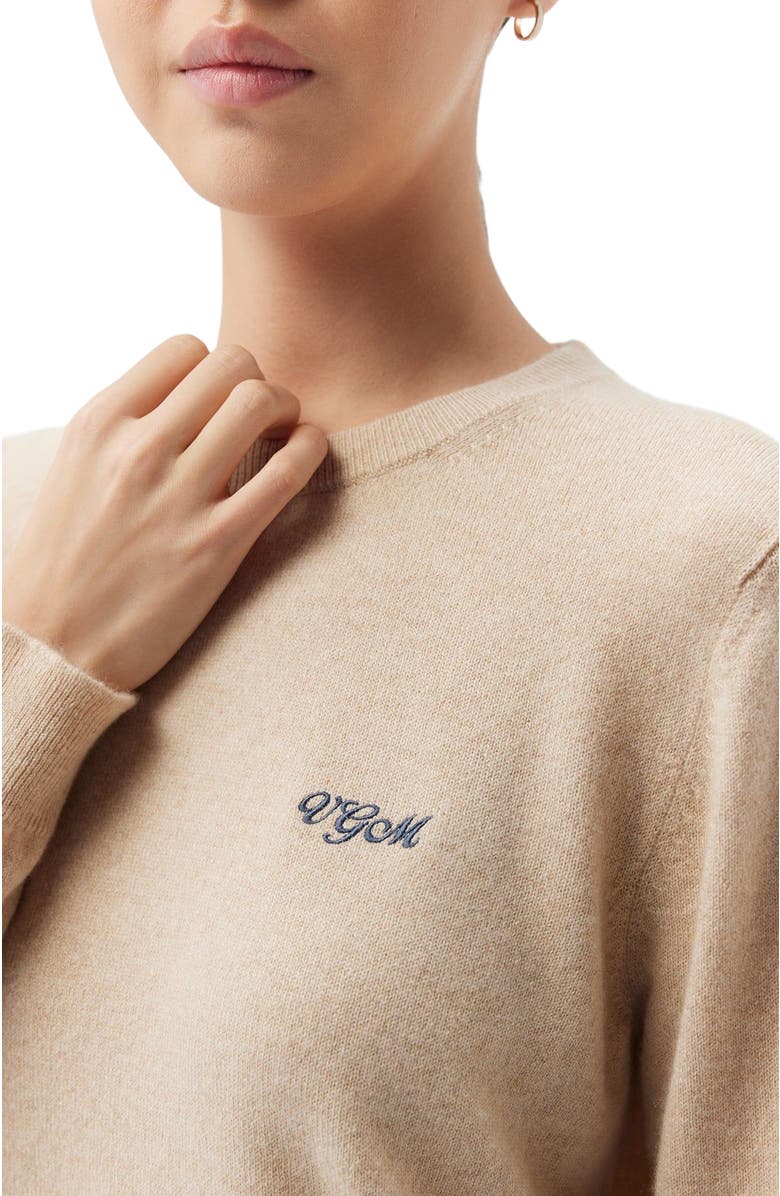 GOBI Mongolian Cashmere Essential Cashmere Crewneck Sweater, Alternate, color, Off White