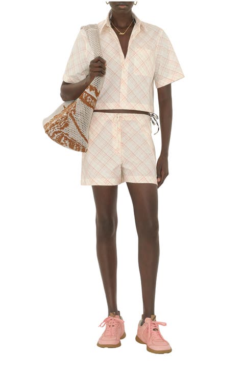 Cropped Check Cotton Shirt