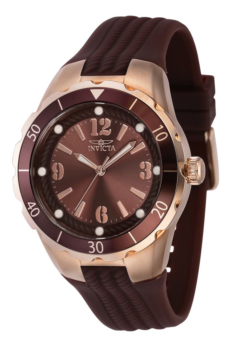Angel Silicone Strap Quartz Watch, 38mm, Main, color, DARK BROWN