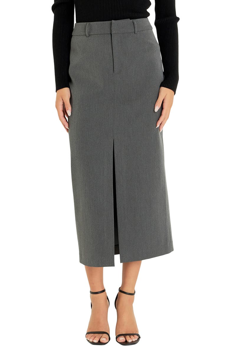 Endless Rose Front Slit Maxi Skirt, Main, color, Grey