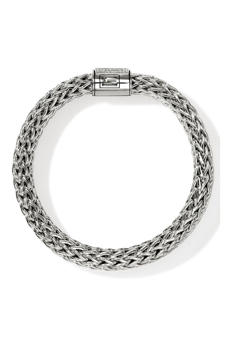Icon Bracelet, Sterling Silver, Pavé Diamond, Alternate, color, SILVER
