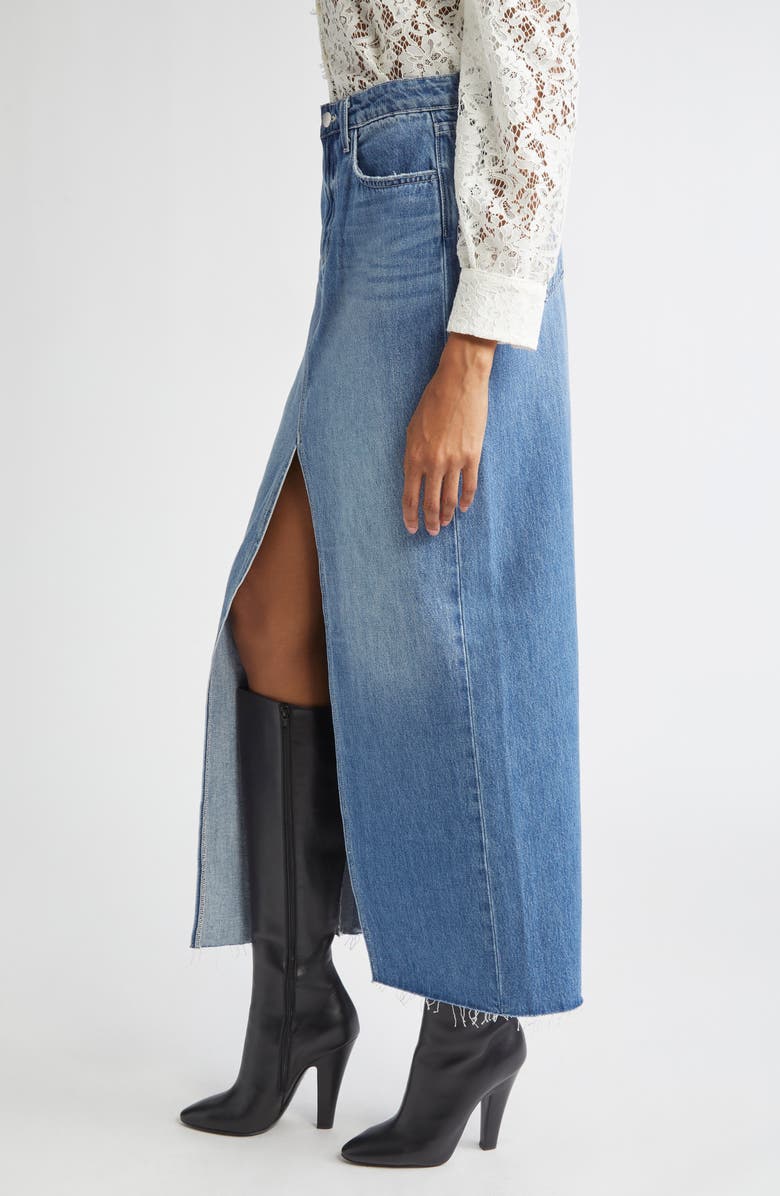 L'AGENCE Rysa Front Slit Denim Maxi Skirt, Alternate, color, Woodrow