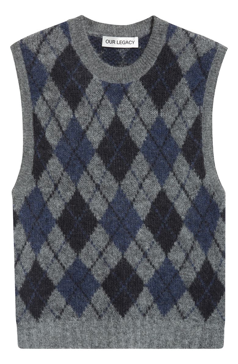 OUR LEGACY Formal Argyle Plaid Alpaca & Wool Blend Sweater Vest, Alternate, color, 