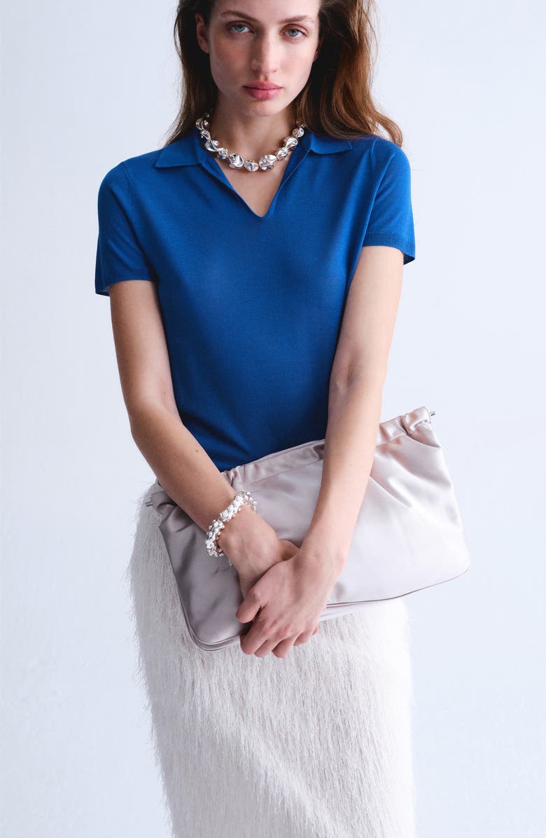 MANGO Fine Knit Polo, Alternate, color, China Blue