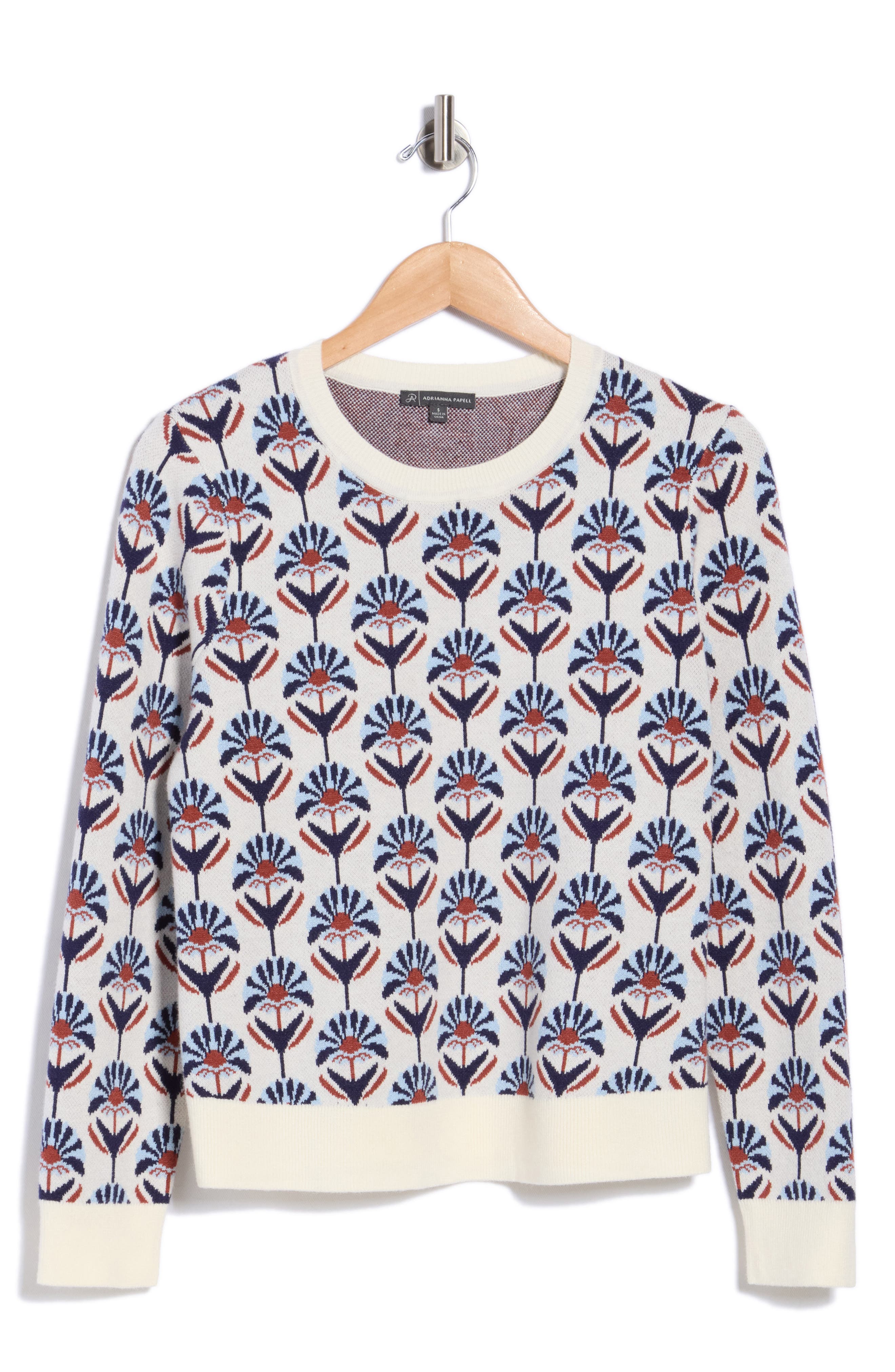 Floral Jacquard Crewneck Sweater