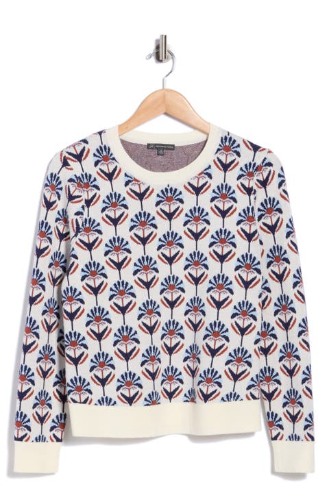 Floral Jacquard Crewneck Sweater