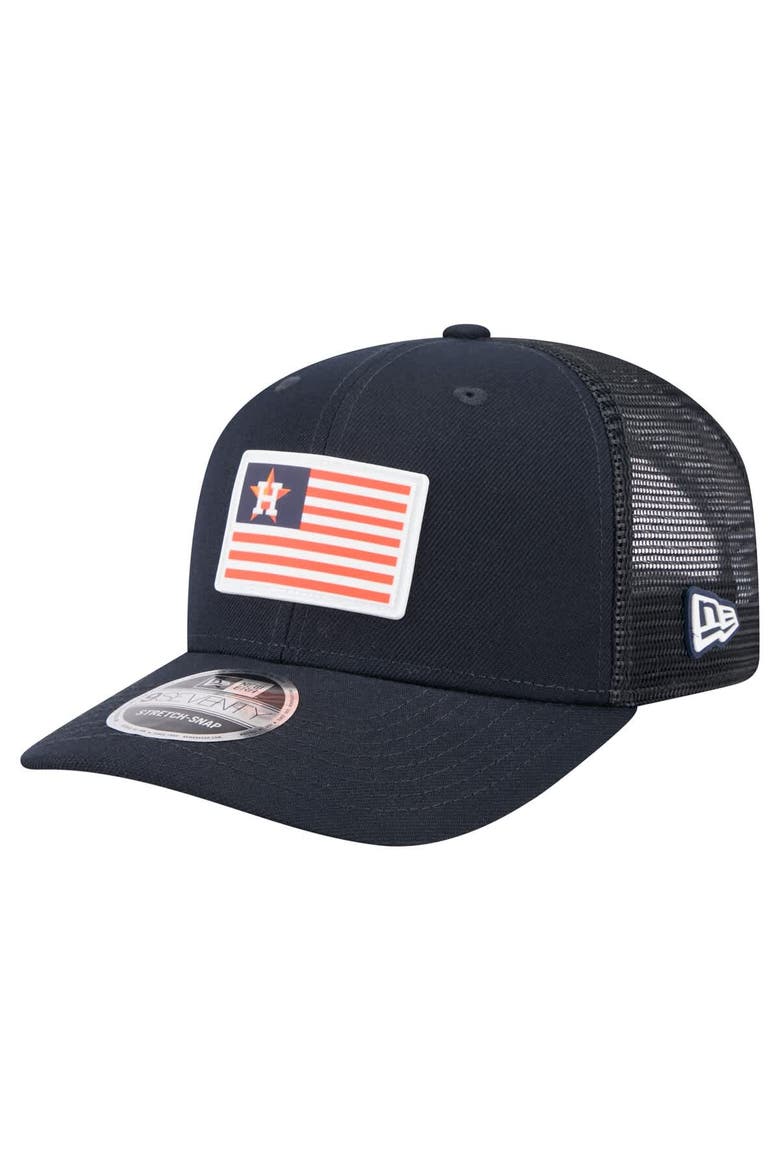 Men's New Era Navy Houston Astros Flag 9SEVENTY COOLERA Stretch-Snap Hat, Main, color, Navy