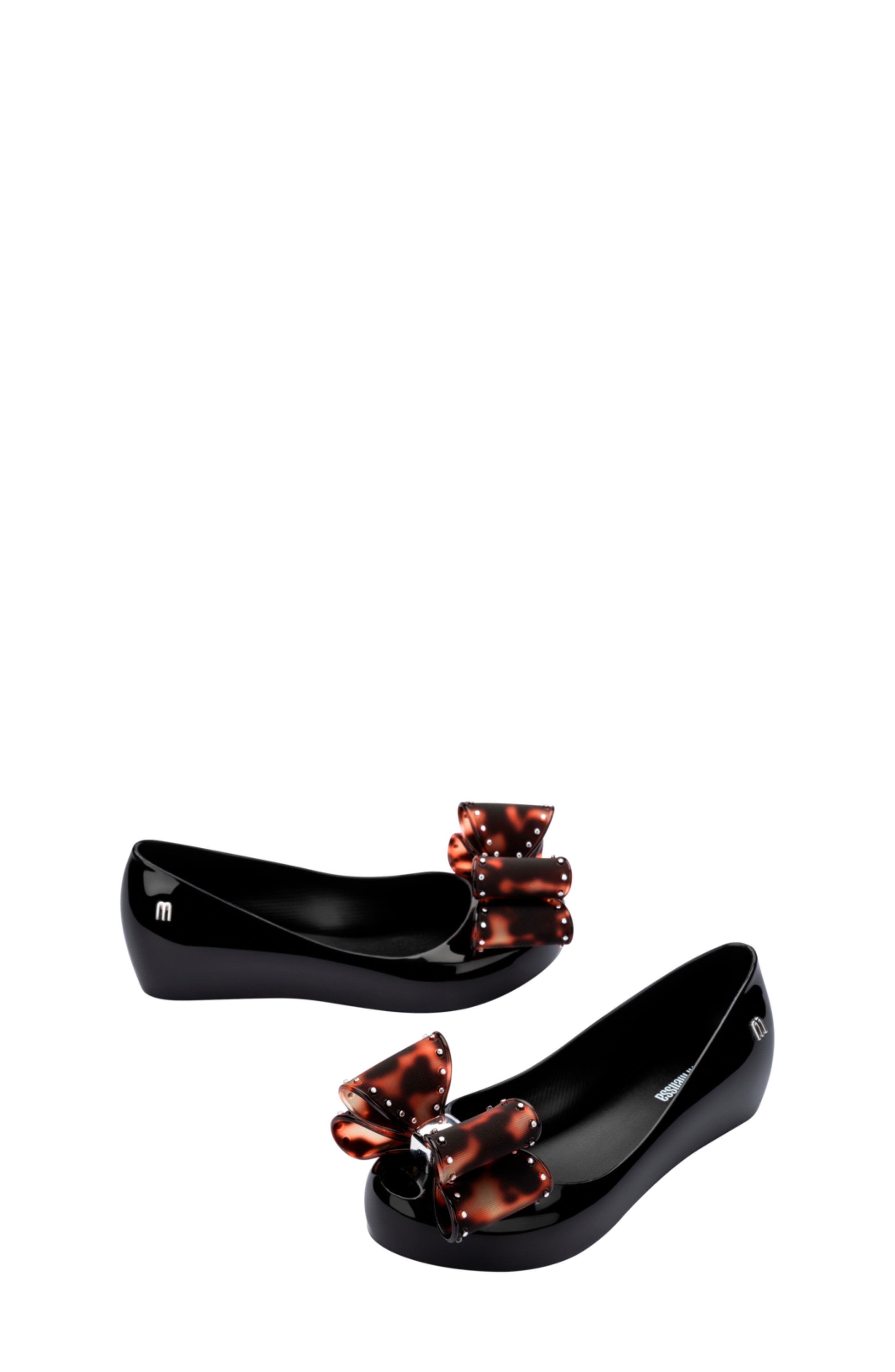 Mini Melissa Kids' Mini Ultragirl Classic Flat, Alternate, color, Black/ Tortoiseshell