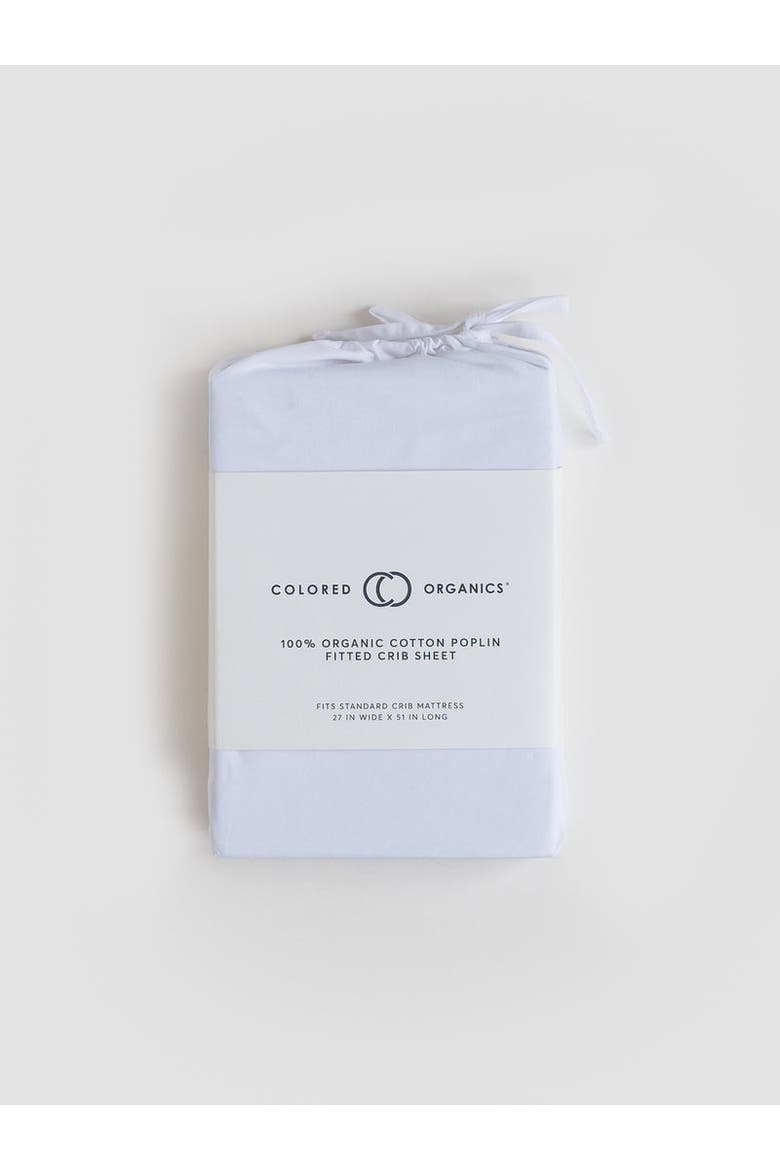Organic Poplin Fitted Crib Sheet, Main, color, White