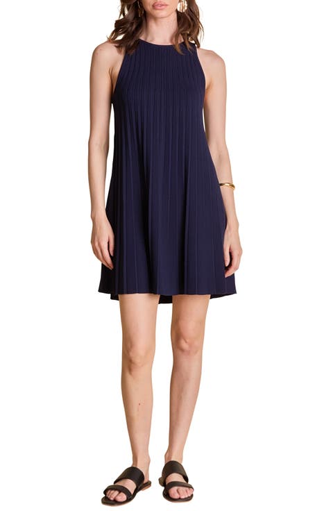 Pleated A-Line Knit Minidress