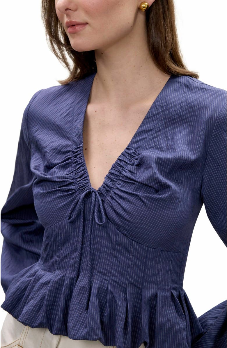 Rebecca Taylor Allegra Stripe Blouse, Alternate, color, Navy