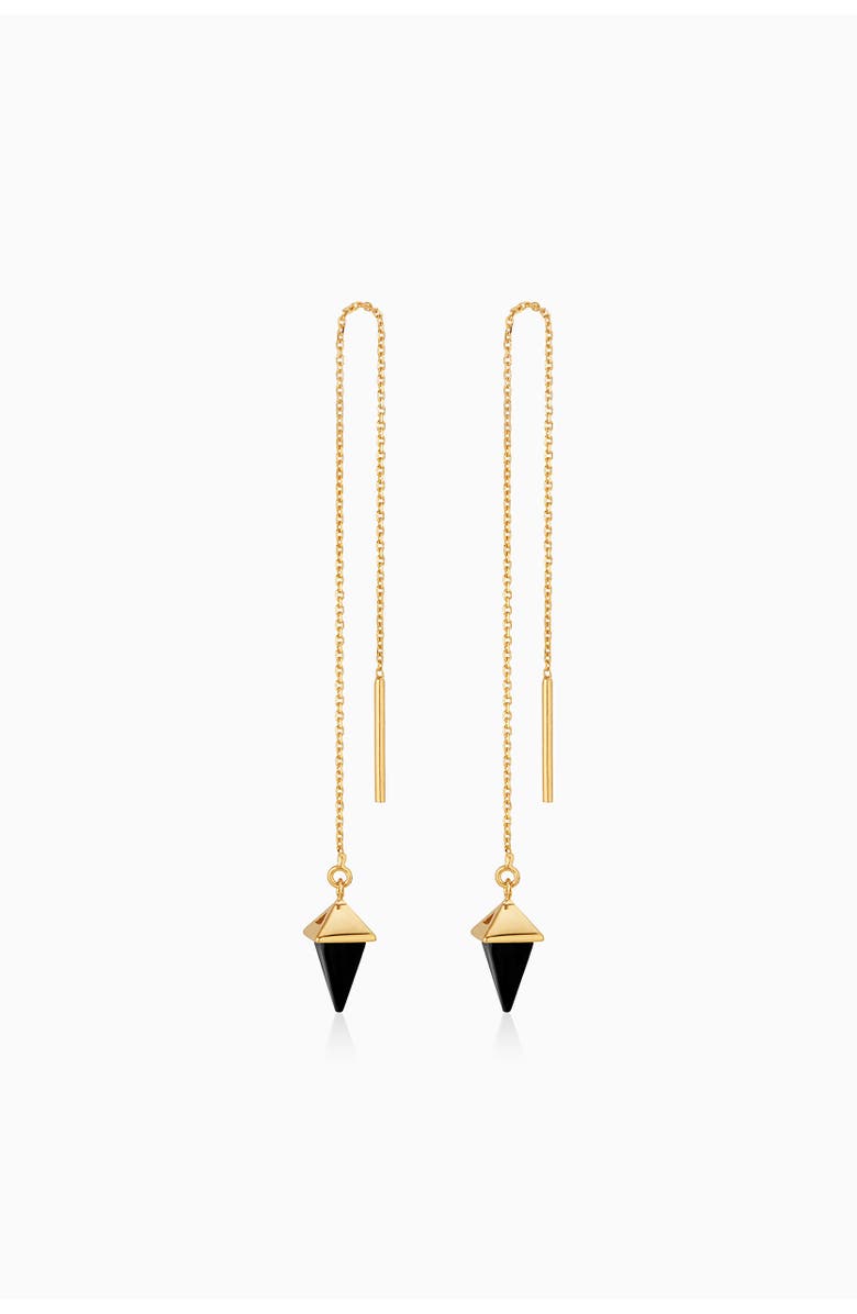 Oradina 14K Gold Prism Point Threaders, Main, color, Gold - Black Onyx