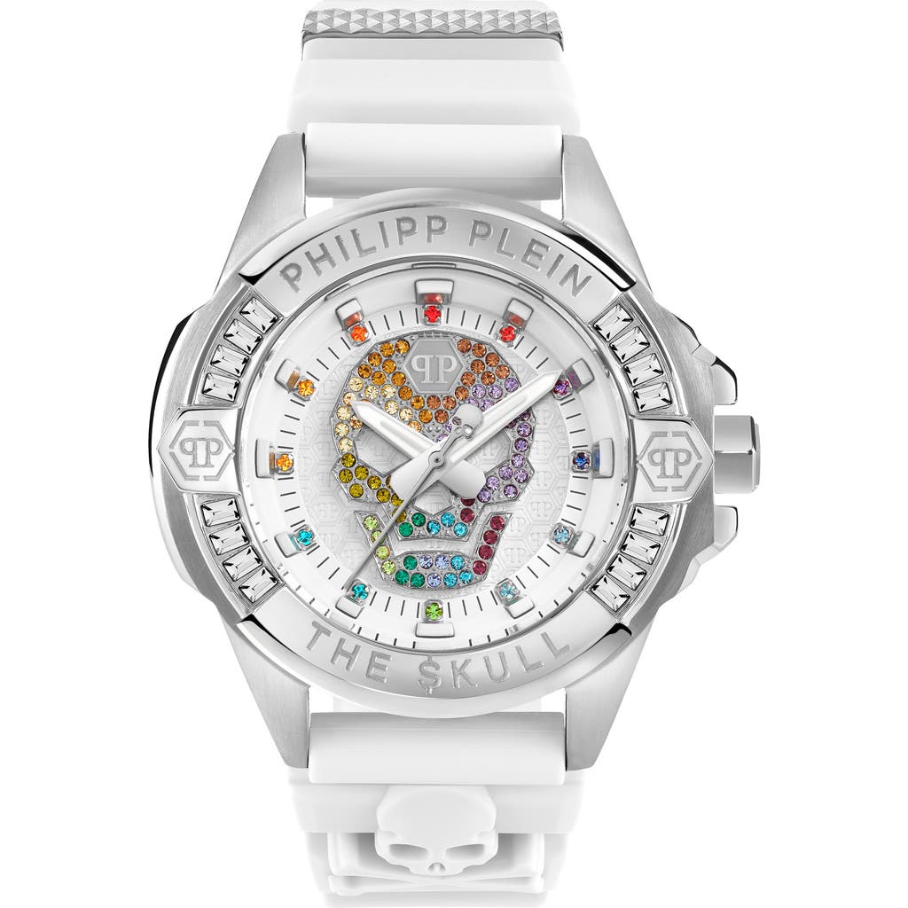 Philipp Plein The Skull Silicone Strap Watch, 41mm In Stainless Steel