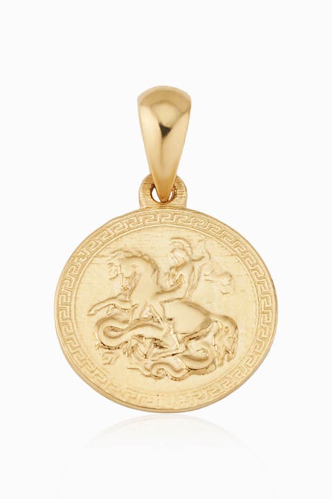 14K Yellow Gold Triumph Coin Pendant Charm