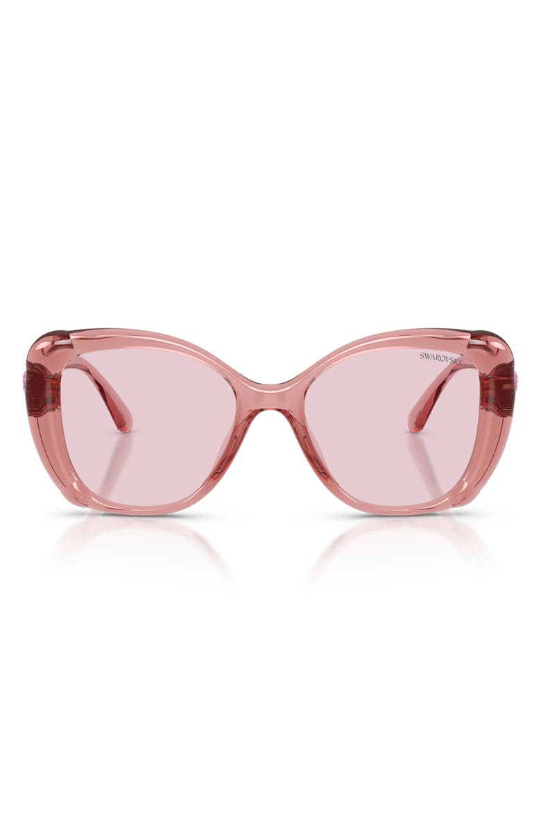 Swarovski 53mm Butterfly Sunglasses, Main, color, Transparent Pink / Purple