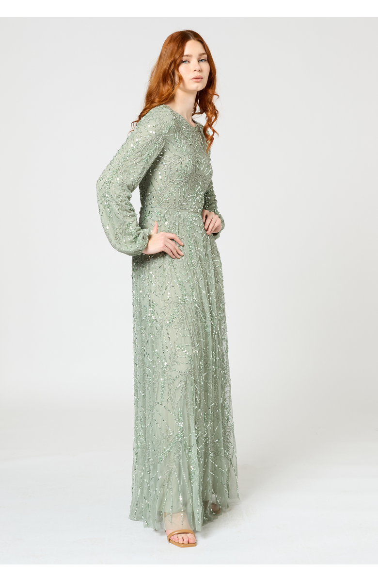 MARYISA Modest Embellished Sequin Beaded Long Maxi Dress, Alternate, color,