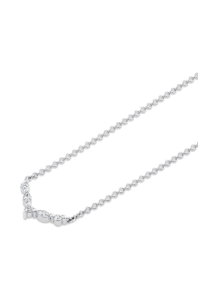 Mini Montage Marquise and Round Cut Diamond Chevron Necklace, Alternate, color, 18K Yellow Gold
