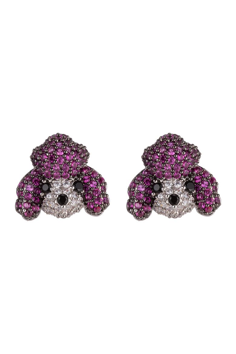 Poodle CZ Stud Earrings, Main, color, MULTICOLOR