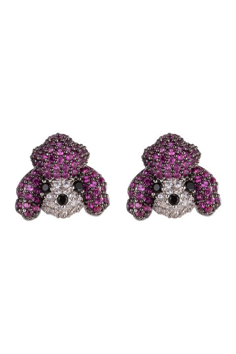 Poodle CZ Stud Earrings
