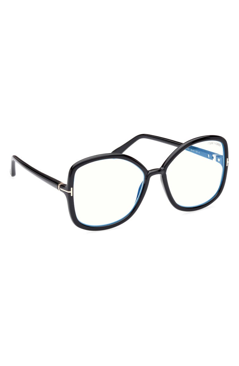 TOM FORD 56mm Butterfly Blue Light Blocking Glasses, Alternate, color, 