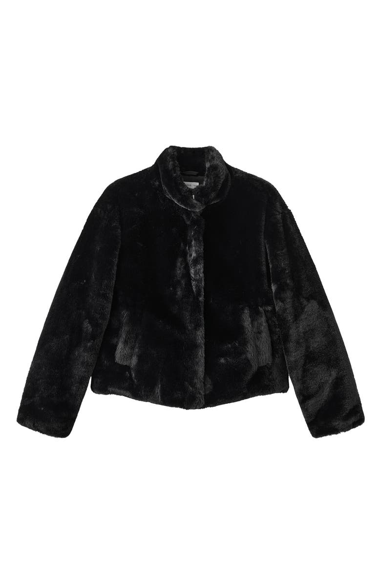 MANGO TEEN Faux Fur Coat, Main, color, Black