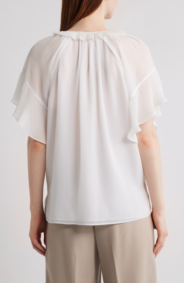 KOBI HALPERIN Ruffle Flutter Sleeve Chiffon Top, Alternate, color, White