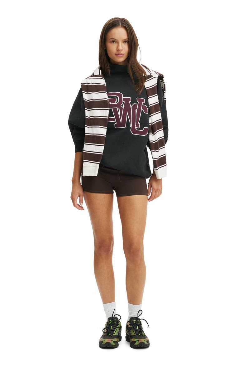 Women's Active Plush Funnel Neck Sweatshirt, Alternate, color, Black Bwc