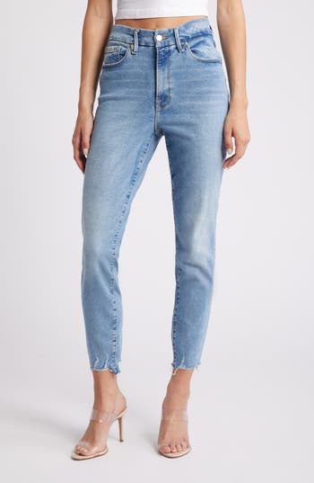 Good American Always Fit Good Legs Chew Hem Crop Jeans