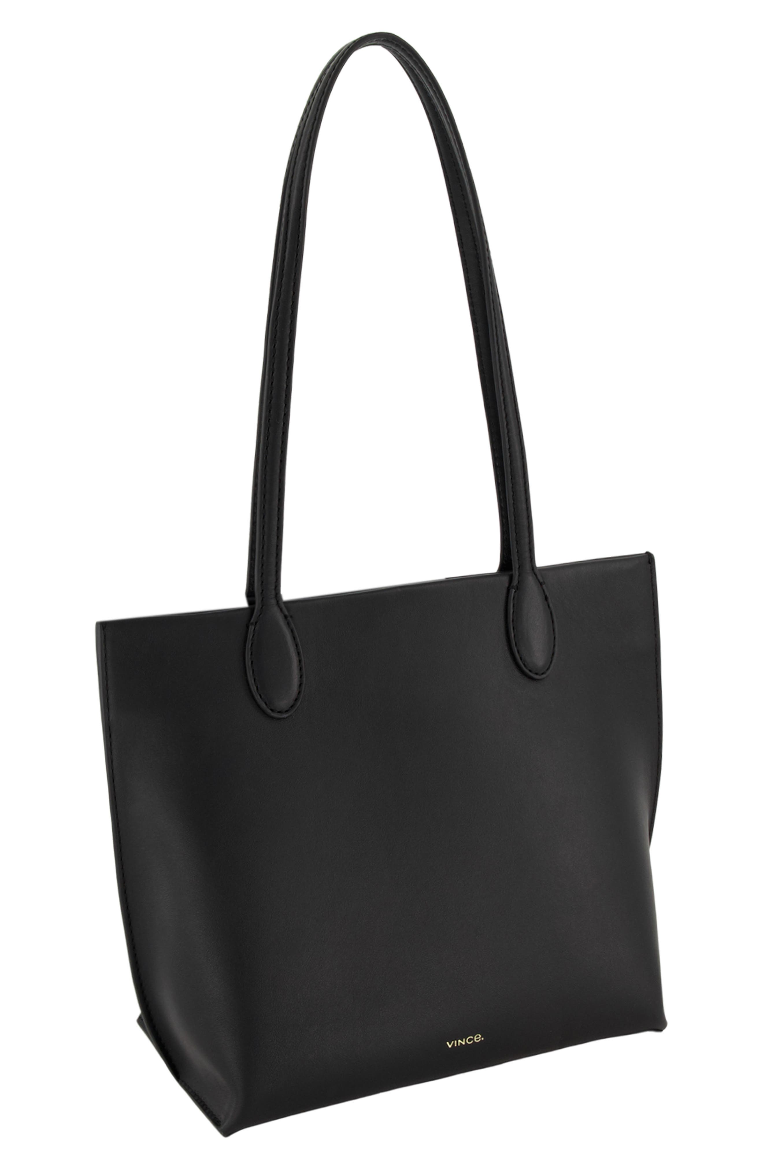 Vince Mini Athene Nappa Leather Tote, Alternate, color, Black