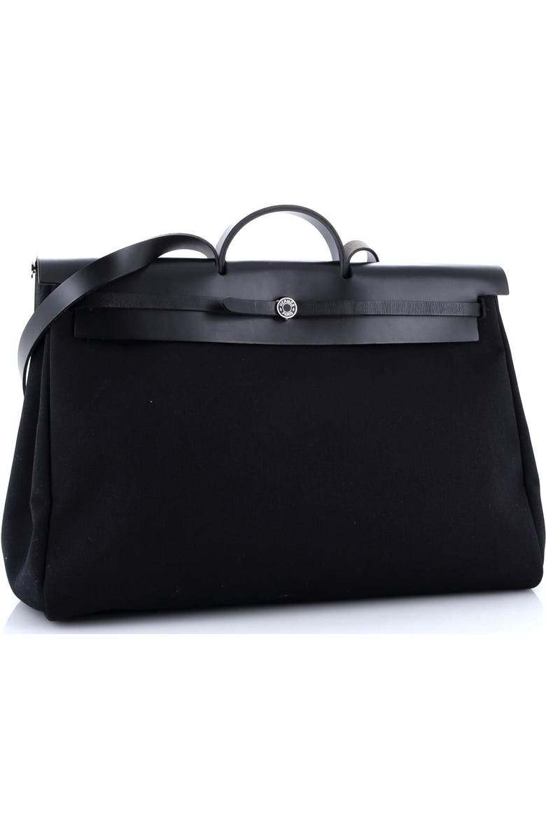 Pre-Owned Hermes Herbag Zip Leather and Toile 50, Alternate, color, Noir