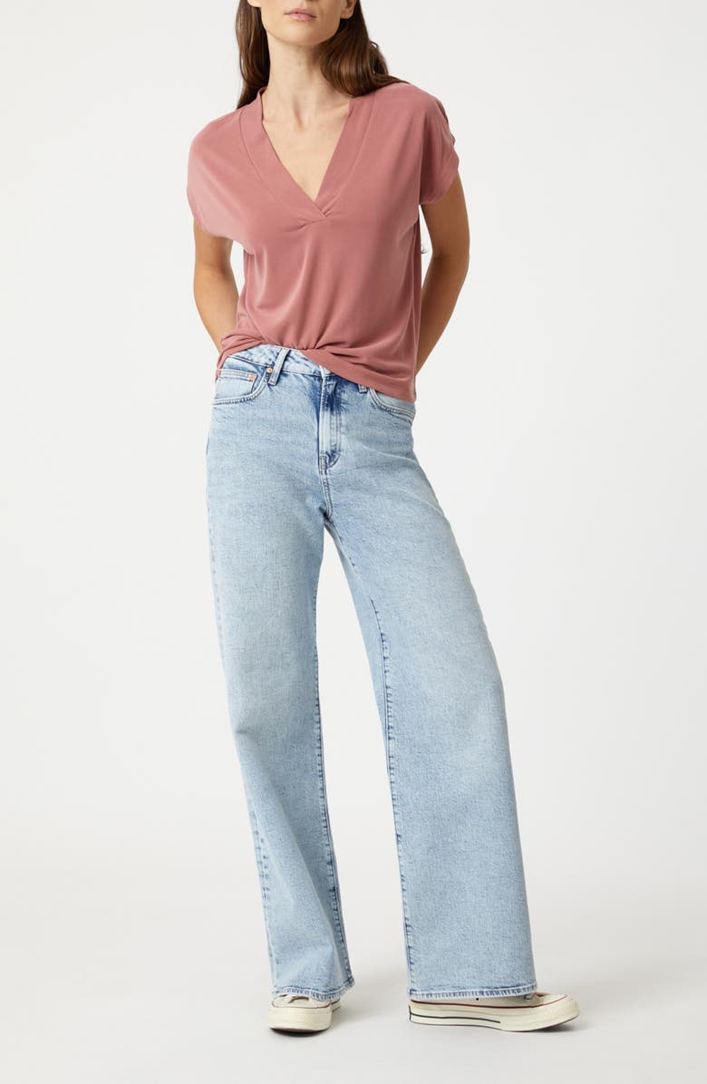 Mavi Jeans V-Neck Modal Blend Top, Alternate, color, Canyon Rose