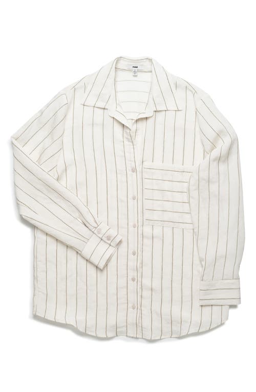Mavi Jeans Oversize Stripe Button-up Shirt In Khaki Stripe